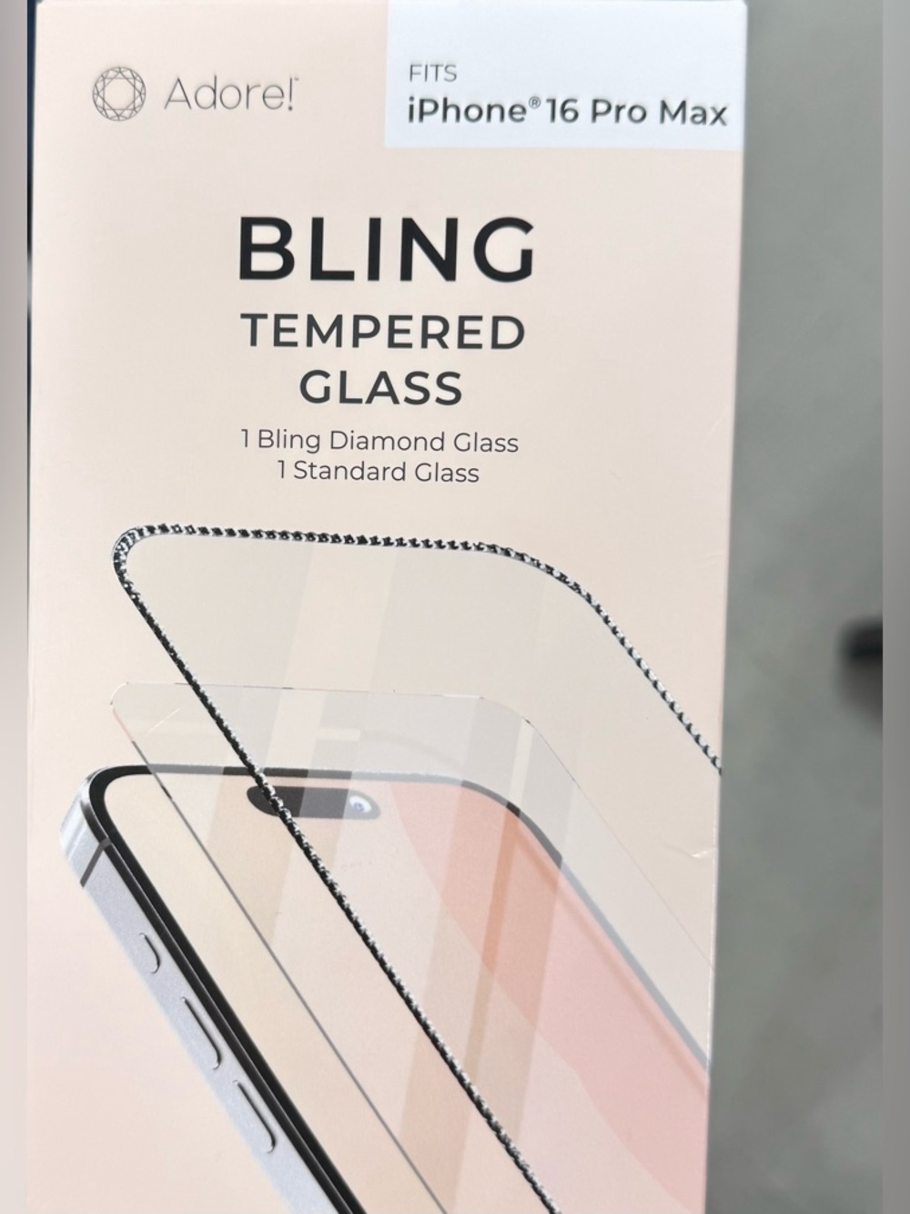 Adore! BLING Tempered Glass and Clear Screen Protector inside! 2 inside!